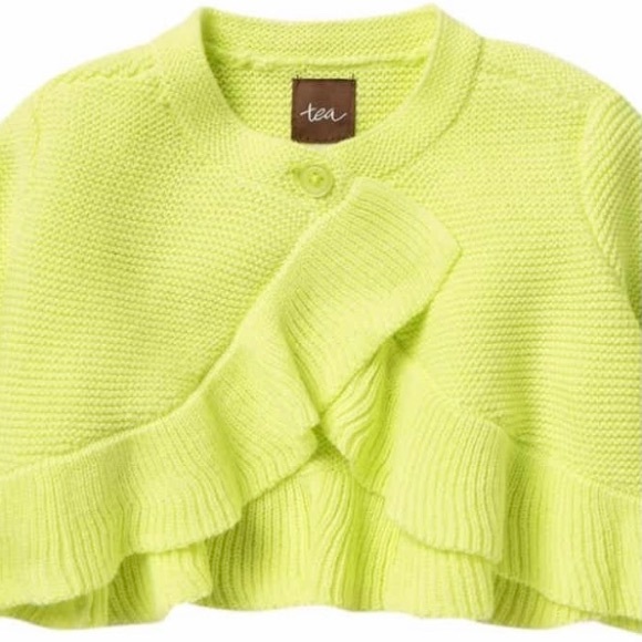 Tea Collection Ruffled Baby Sweater Cardigan 9-12 - Picture 2 of 2